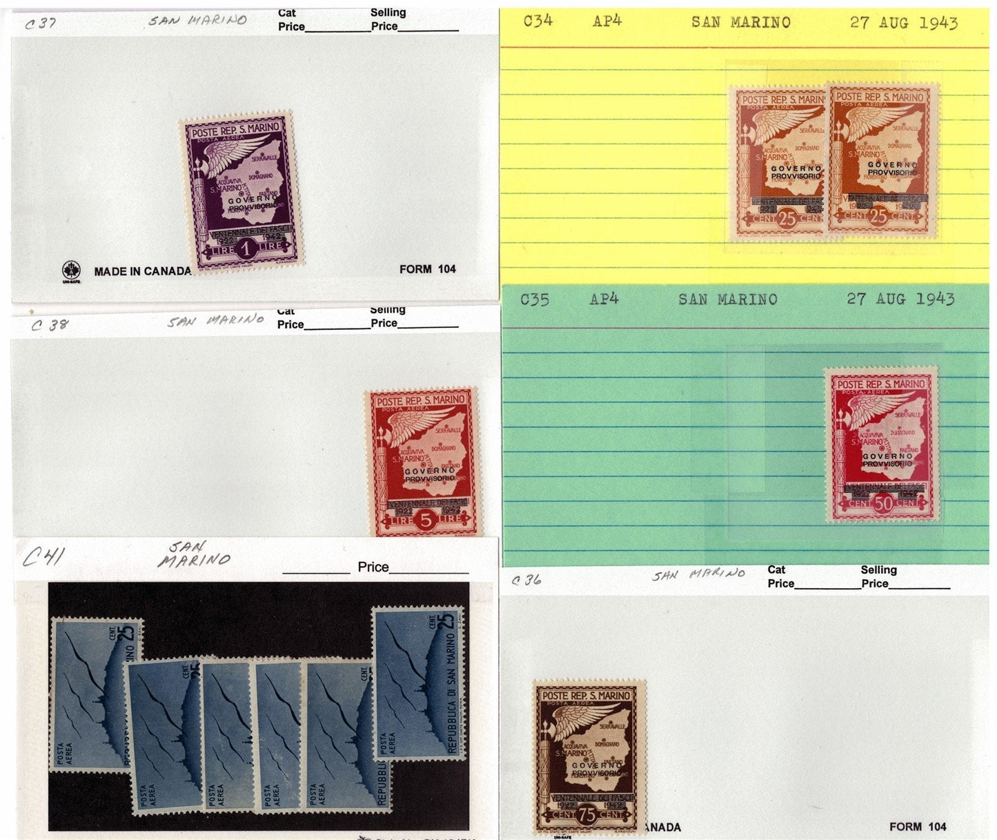 San Marino Mint & Used Collection on 177 Dealer Cards ZAYIX 0525MAR007
