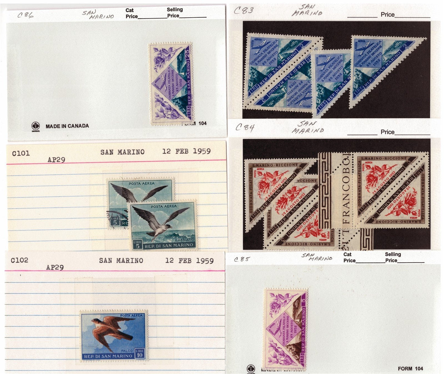 San Marino Mint & Used Collection on 177 Dealer Cards ZAYIX 0525MAR007