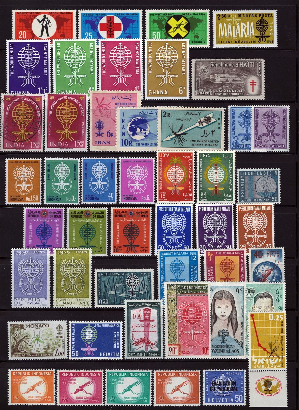 Malaria Eradication & Mosquitoes Mint Topical Stamp Collection ZAYIX 0525L0009