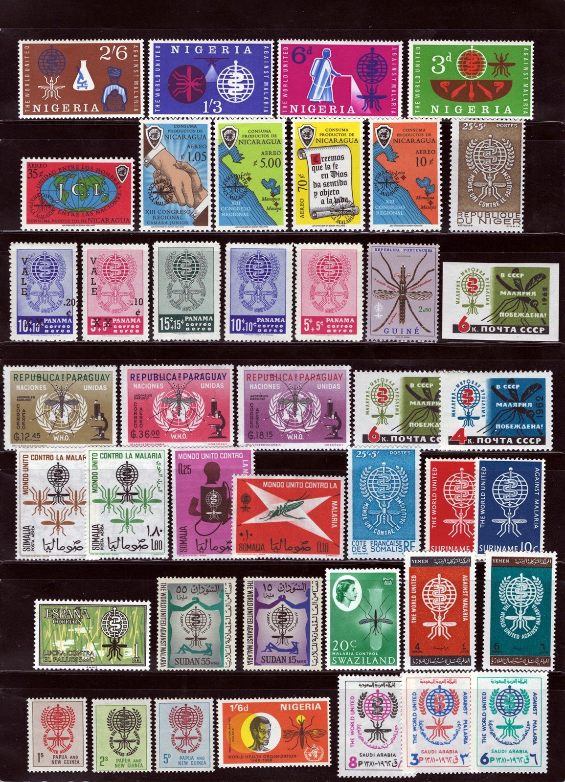 Malaria Eradication & Mosquitoes Mint Topical Stamp Collection ZAYIX 0525L0009