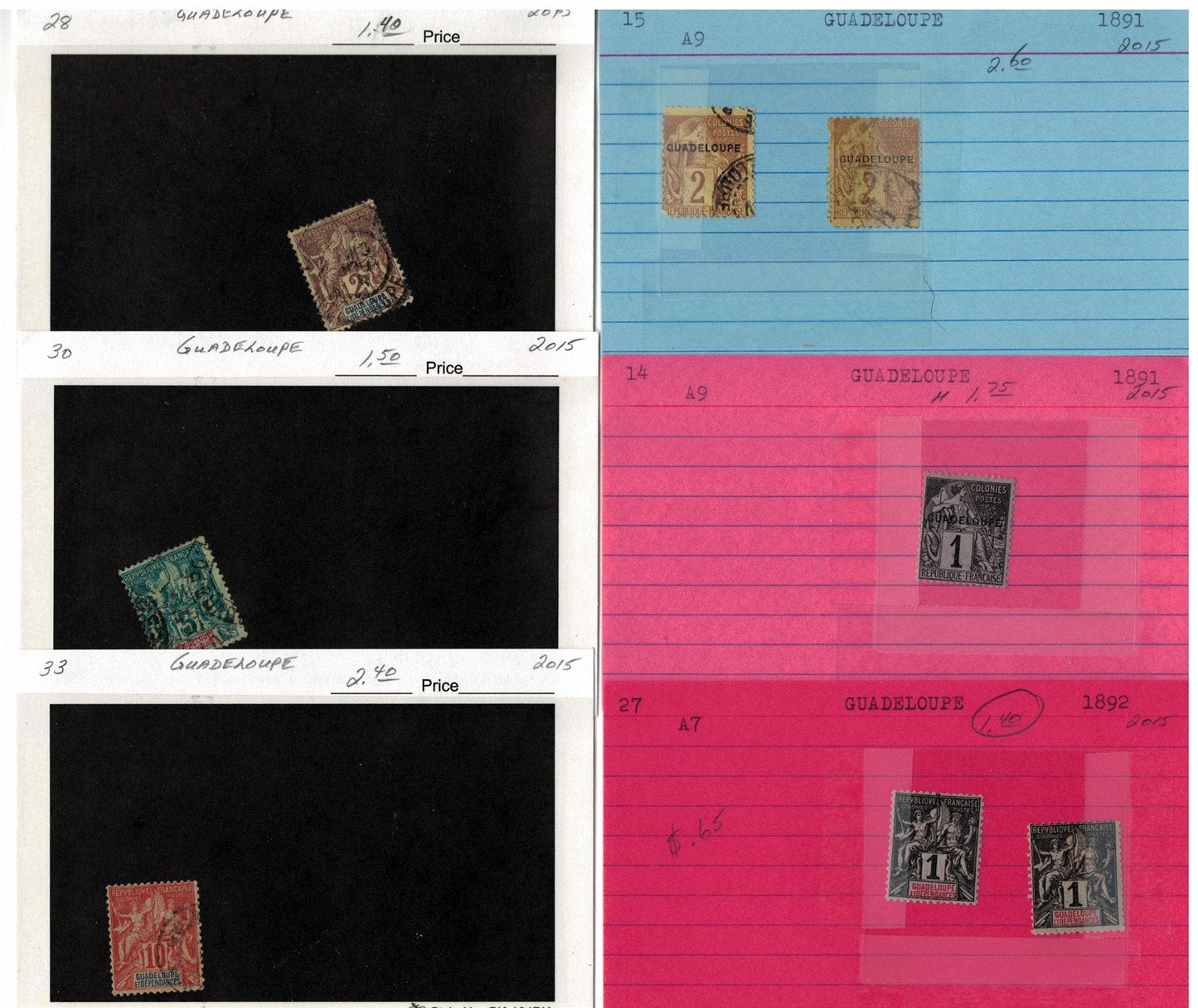 Guadeloupe Mint & Used Stamp Collection on 55 Cards ZAYIX 0525MAR009