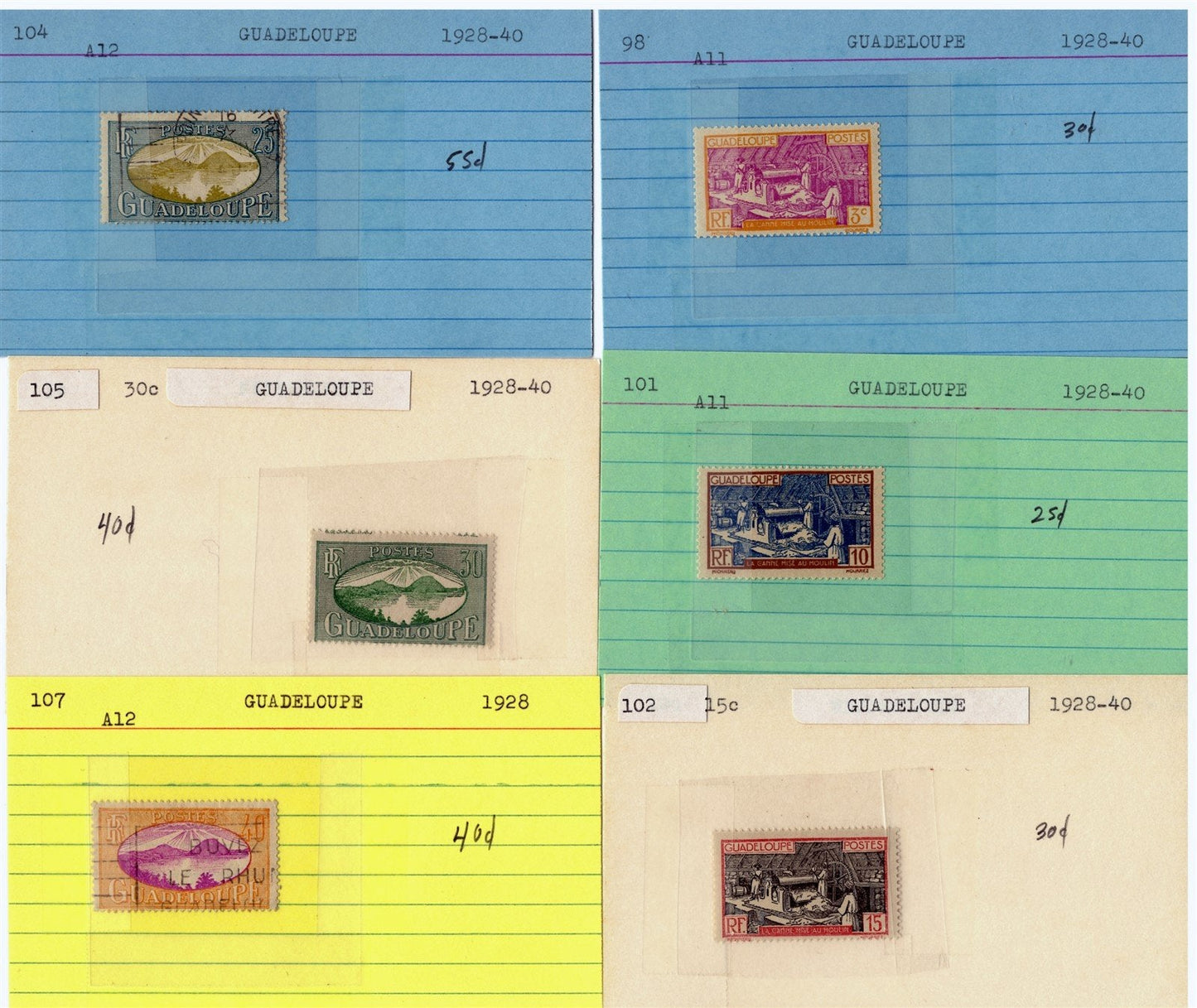 Guadeloupe Mint & Used Stamp Collection on 55 Cards ZAYIX 0525MAR009