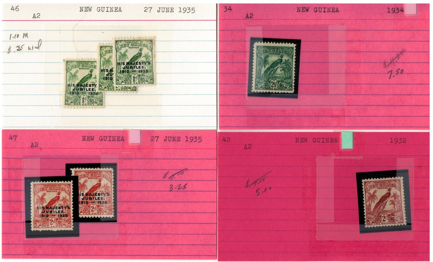 New Guinea Mint & Used Stamp Collection on 21 Cards ZAYIX 0525MAR010