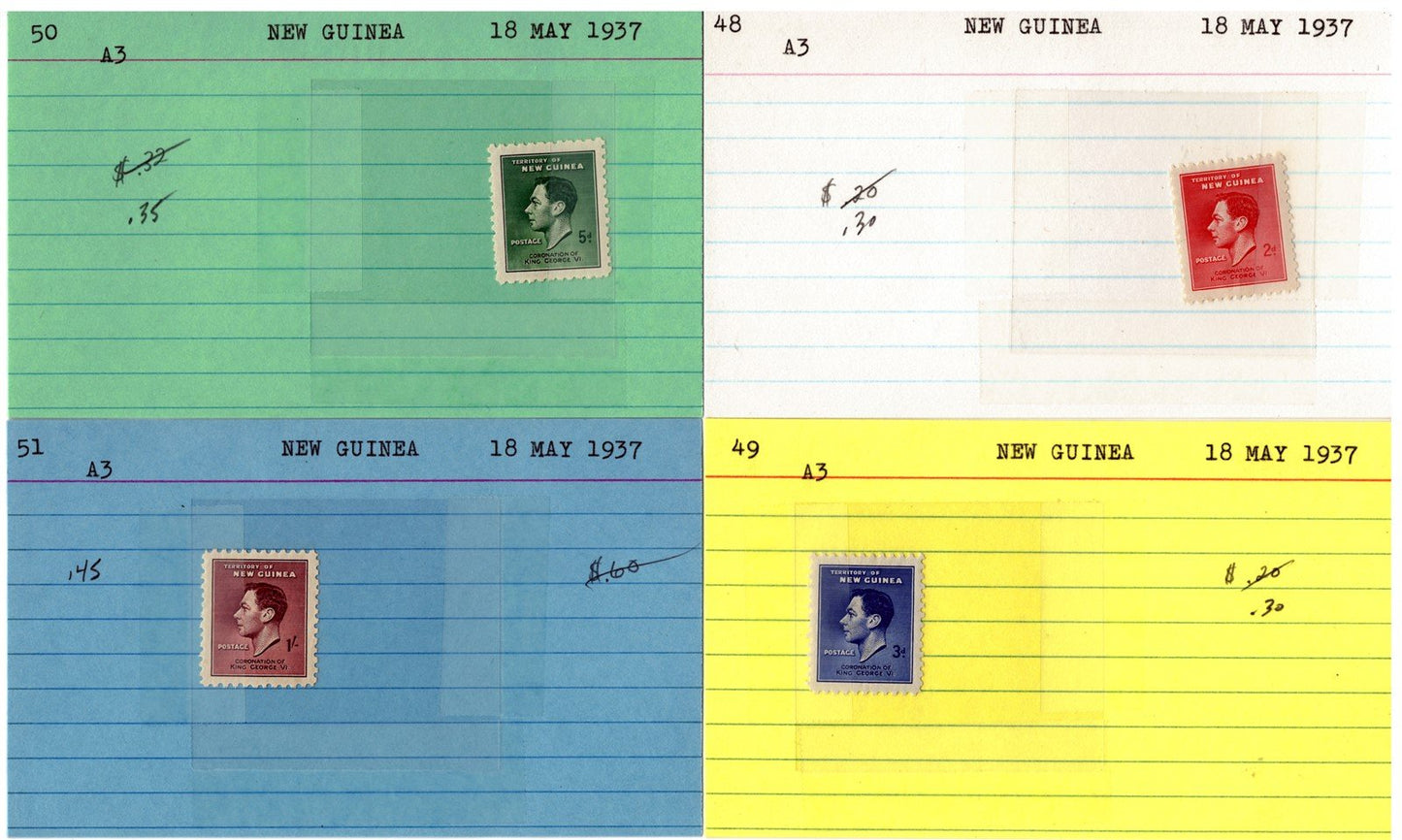 New Guinea Mint & Used Stamp Collection on 21 Cards ZAYIX 0525MAR010