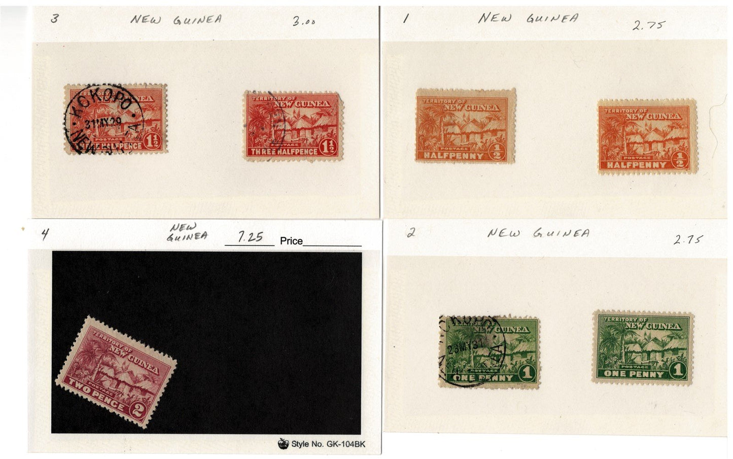 New Guinea Mint & Used Stamp Collection on 21 Cards ZAYIX 0525MAR010
