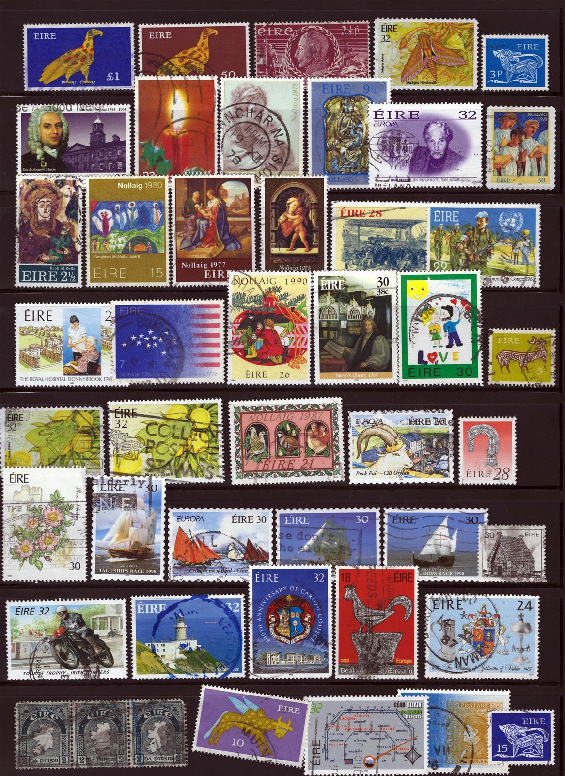 400 Used Ireland Stamp Collection with High Values on 9 Pages ZAYIX 0525L0012