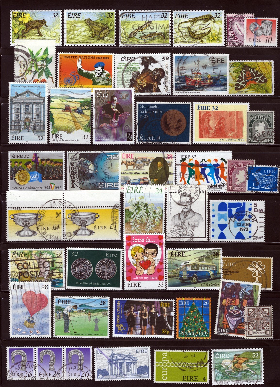 400 Used Ireland Stamp Collection with High Values on 9 Pages ZAYIX 0525L0012