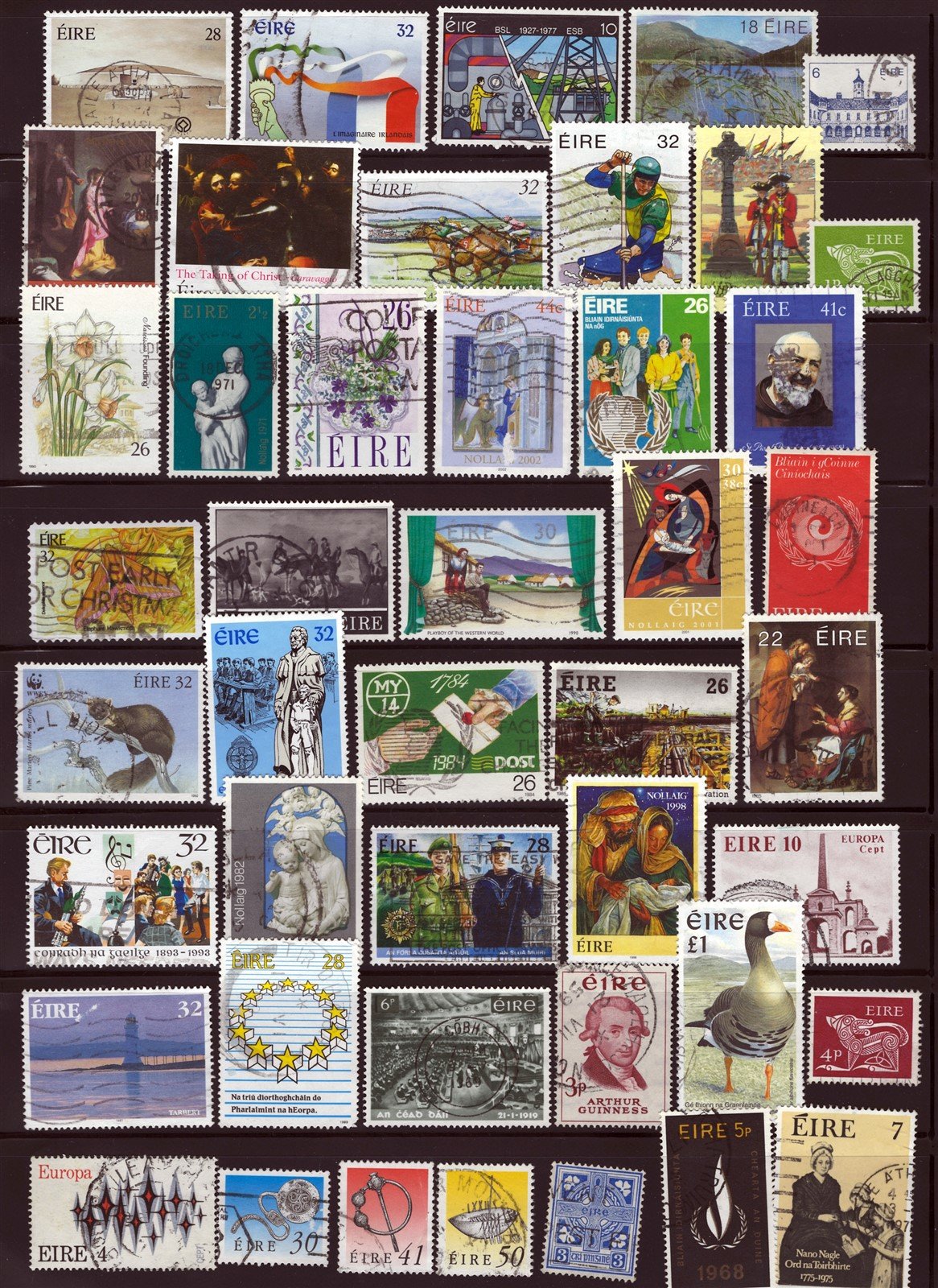 400 Used Ireland Stamp Collection with High Values on 9 Pages ZAYIX 0525L0012