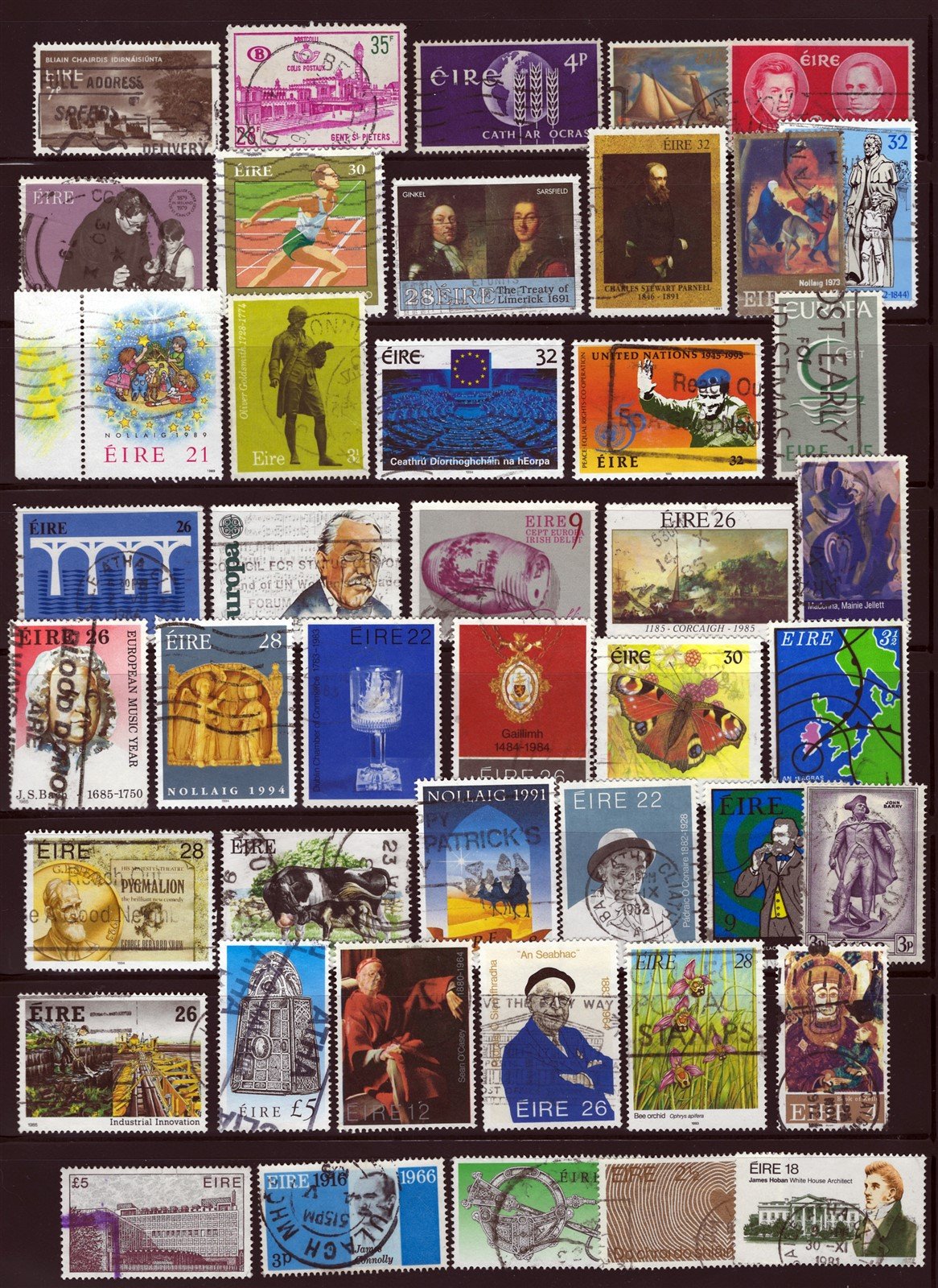400 Used Ireland Stamp Collection with High Values on 9 Pages ZAYIX 0525L0012