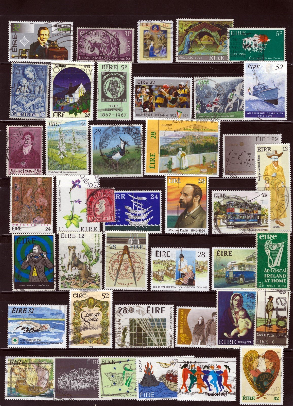 400 Used Ireland Stamp Collection with High Values on 9 Pages ZAYIX 0525L0012