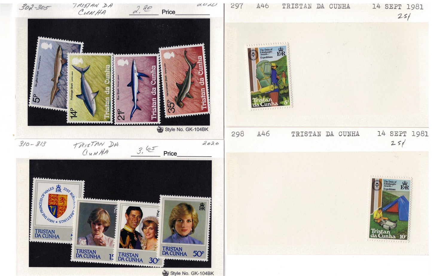 Tristan da Cunha MNH Collection Complete Sets 40 Cards ZAYIX 0525MAR012