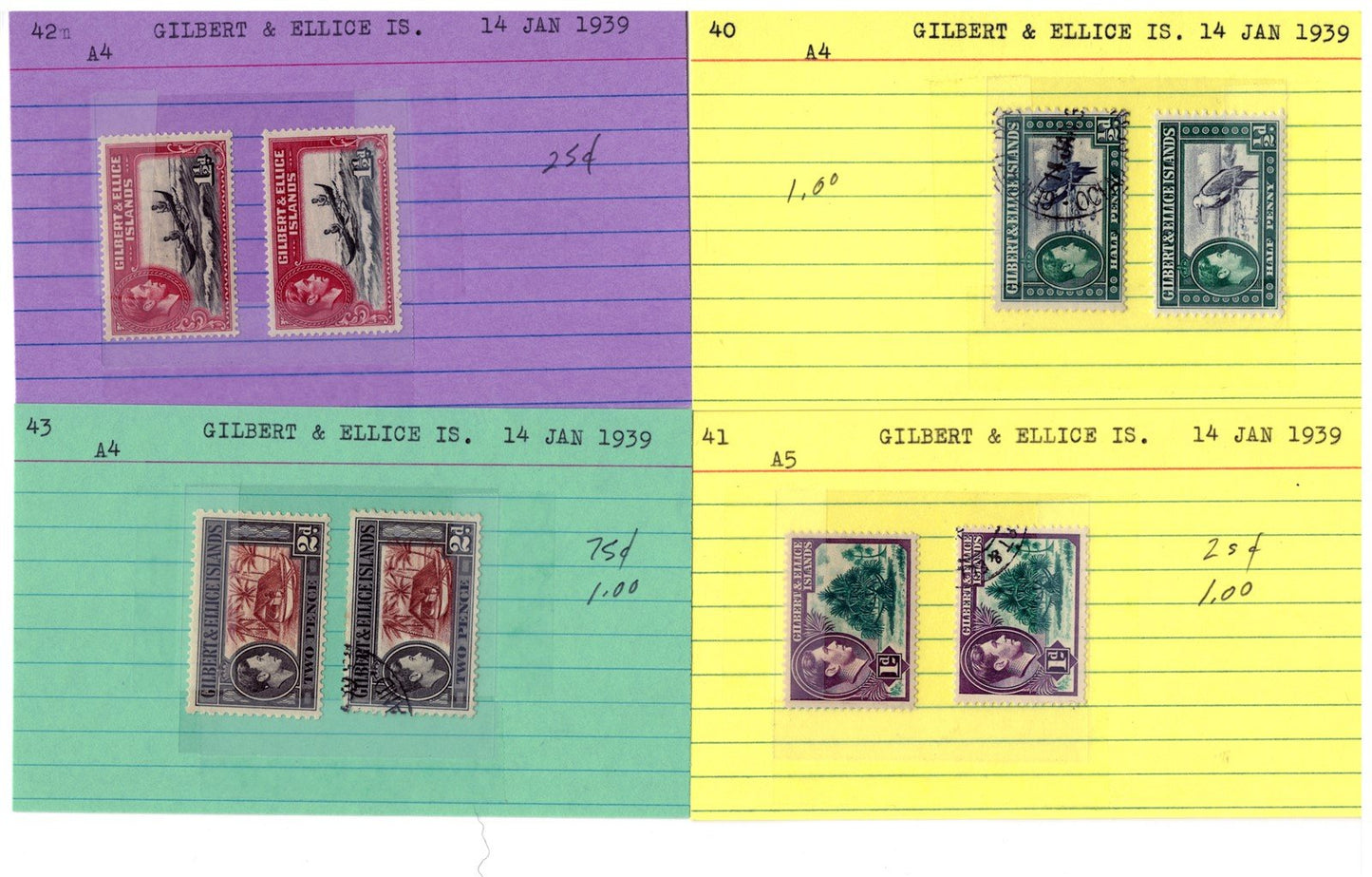 Gilbert & Ellice Islands mint/used Stamp Collection, 140 Cards ZAYIX 0525MAR014