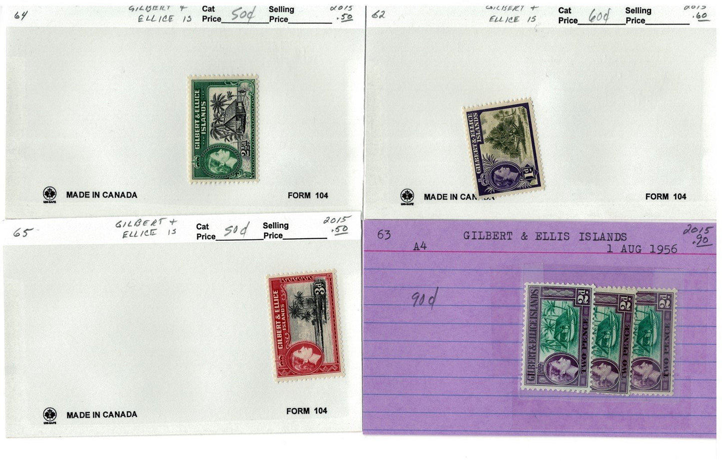 Gilbert & Ellice Islands mint/used Stamp Collection, 140 Cards ZAYIX 0525MAR014