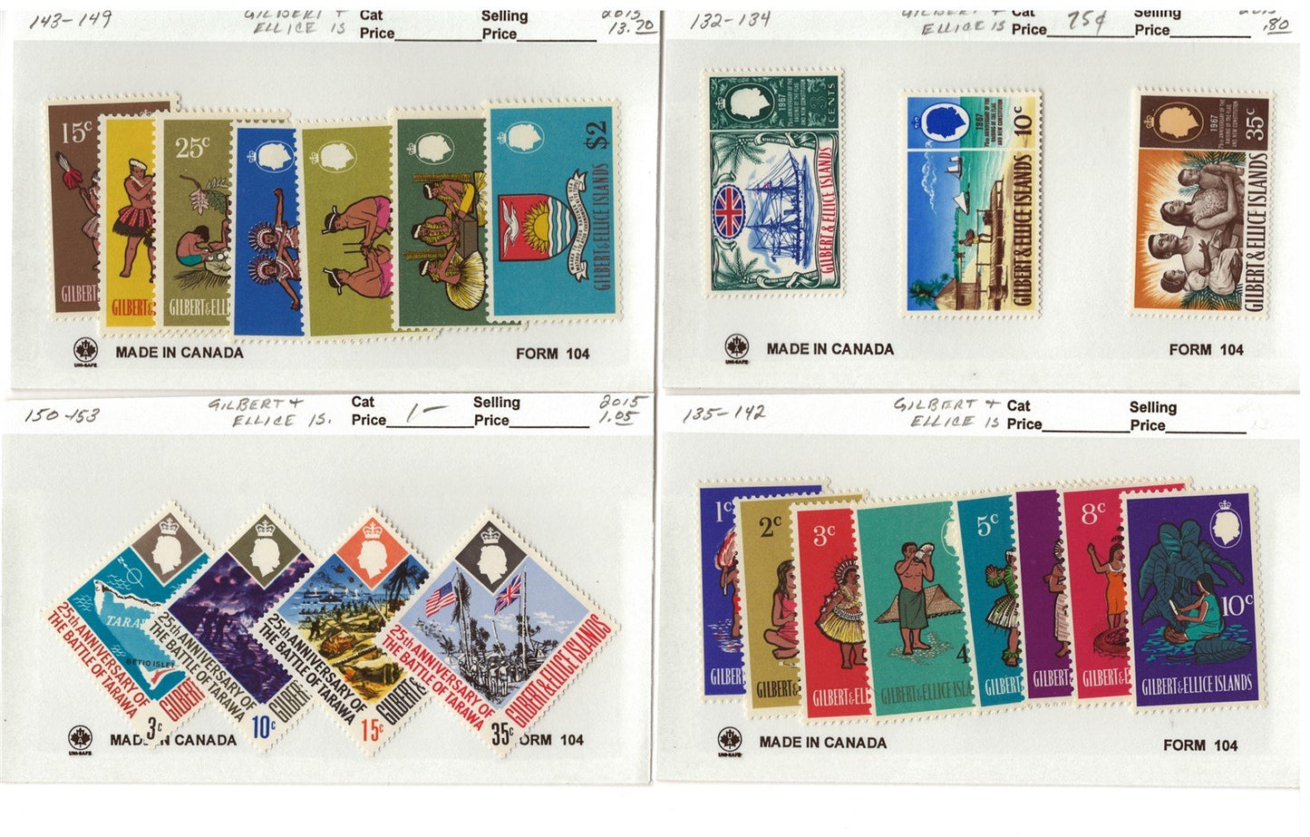 Gilbert & Ellice Islands mint/used Stamp Collection, 140 Cards ZAYIX 0525MAR014
