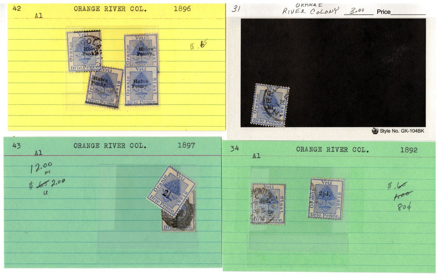 Orange River Colony mint/used Stamp Collection, 49 Cards ZAYIX 0525MAR016