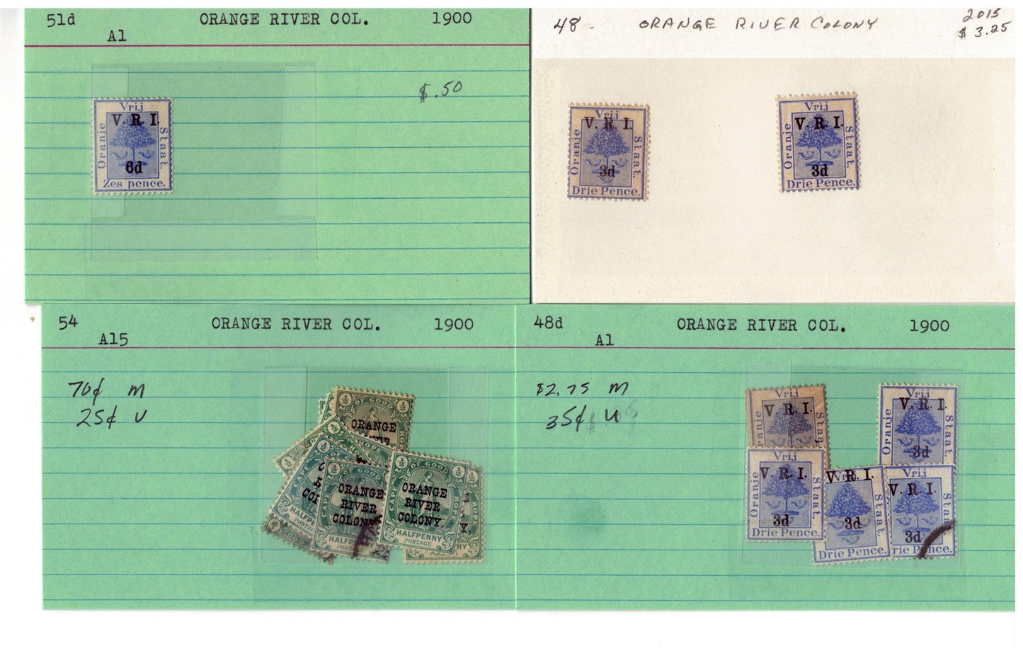 Orange River Colony mint/used Stamp Collection, 49 Cards ZAYIX 0525MAR016