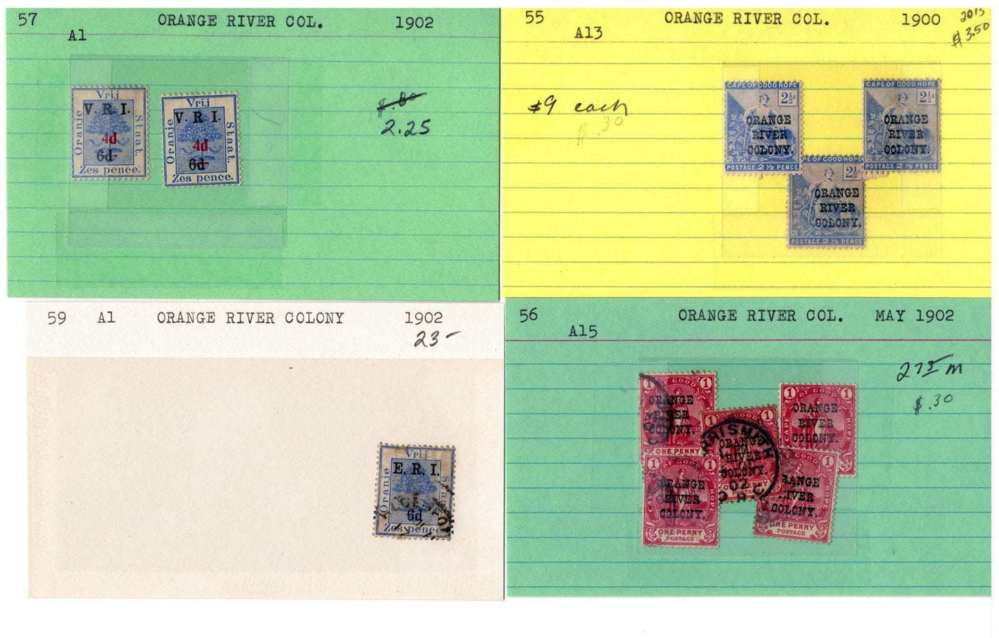Orange River Colony mint/used Stamp Collection, 49 Cards ZAYIX 0525MAR016