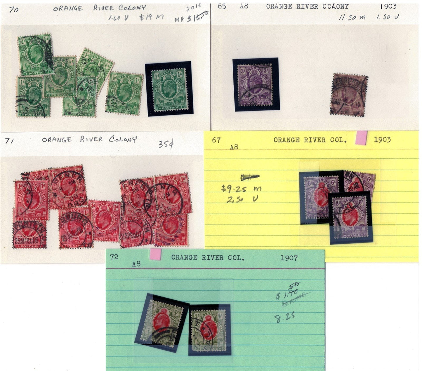 Orange River Colony mint/used Stamp Collection, 49 Cards ZAYIX 0525MAR016