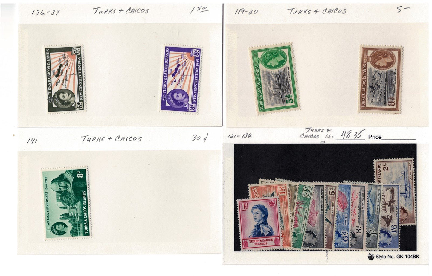Turks & Caicos Islands mint/used Stamp Collection on 165 Cards ZAYIX 0525MAR017