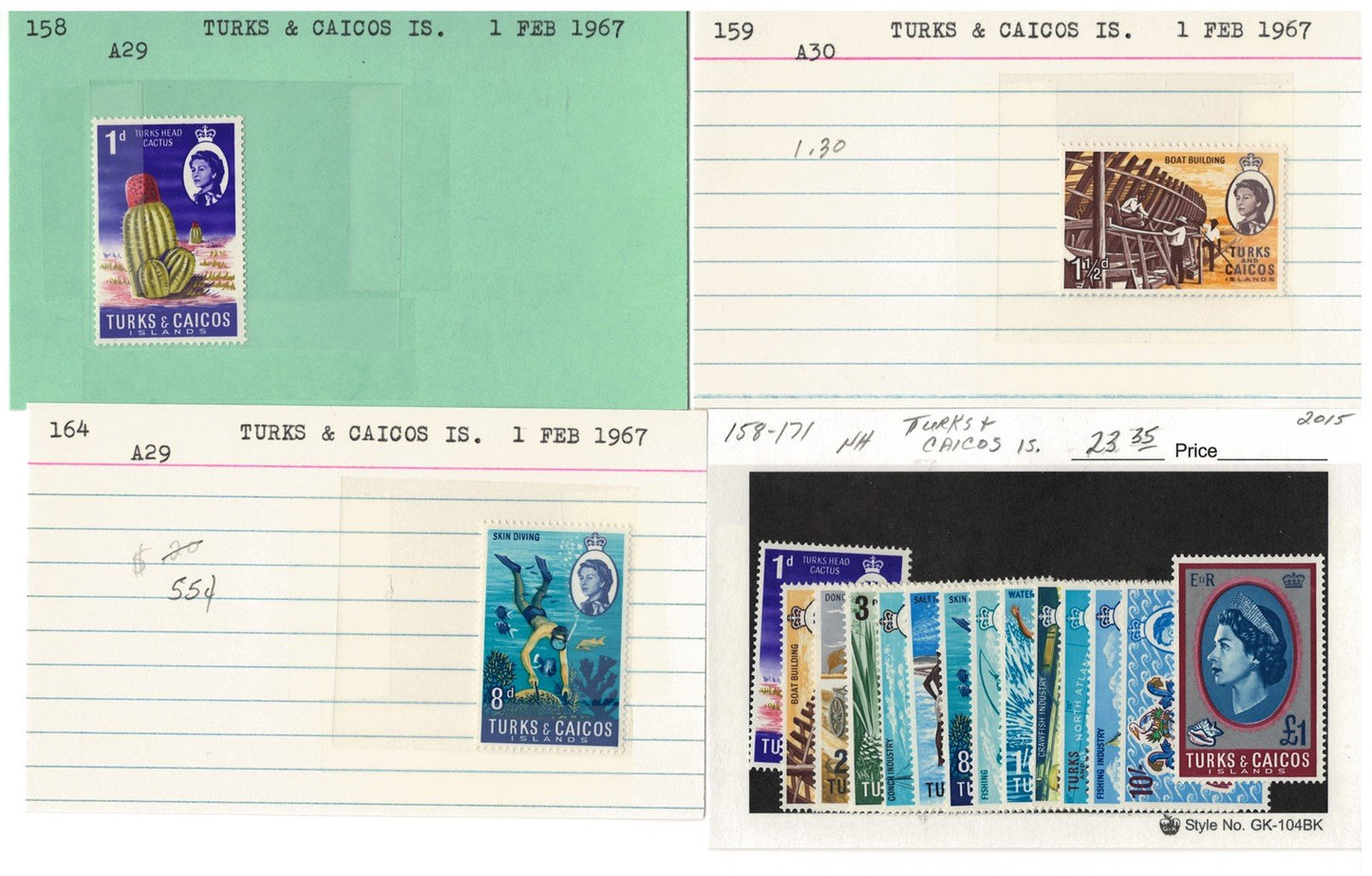 Turks & Caicos Islands mint/used Stamp Collection on 165 Cards ZAYIX 0525MAR017
