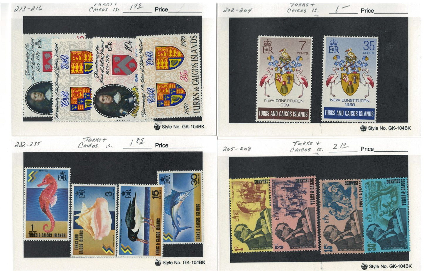 Turks & Caicos Islands mint/used Stamp Collection on 165 Cards ZAYIX 0525MAR017