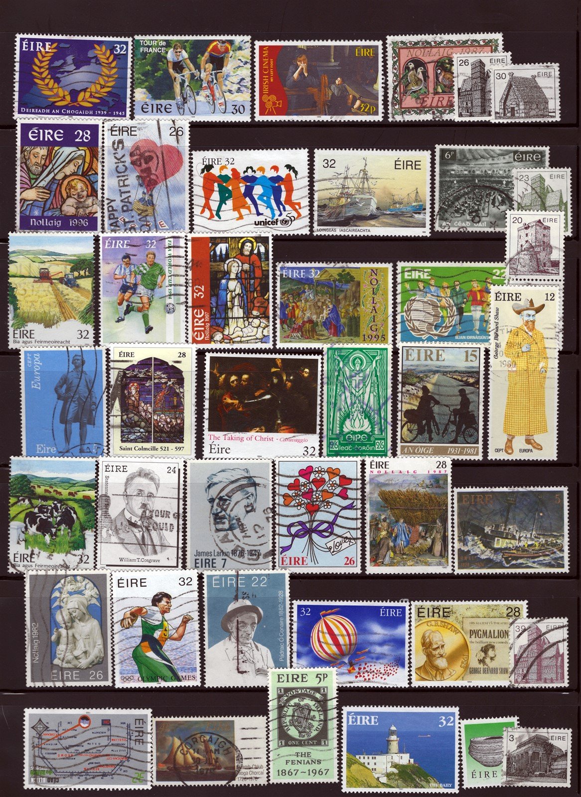 Ireland Stamp Collection Displayed on Six Stock Sheets ZAYIX 0525L0013