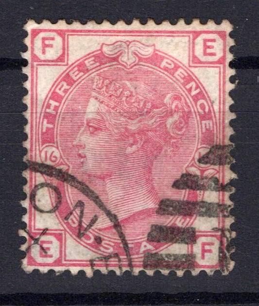 Great Britain 61, Plate 16 Used XF 3p Rose Victoria ZAYIX STAMPS