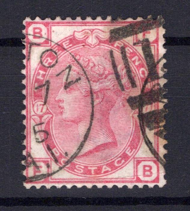 Great Britain 61, Plate 17 Used VF/XF 3p Rose Victoria ZAYIX STAMPS 0525S0017