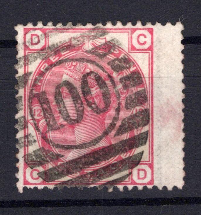 Great Britain 61, Plate 12 Used XF 3p Rose Victoria Wide Margin ZAYIX 0525S0018