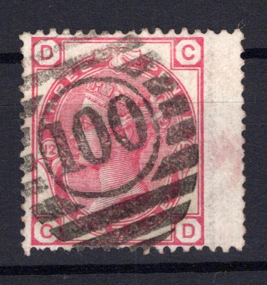 Great Britain 61, Plate 12 Used XF 3p Rose Victoria Wide Margin ZAYIX 0525S0018