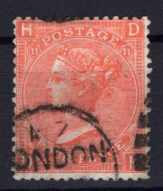 Great Britain 43, Plate 11 Used VF 4p Vermilion Victoria ZAYIX STAMPS 0525S0023
