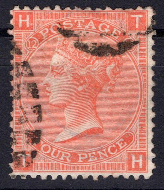 Great Britain 43a (P12) Used VF 4p Dull Vermilion Victoria ZAYIX STAMP 0525S0024
