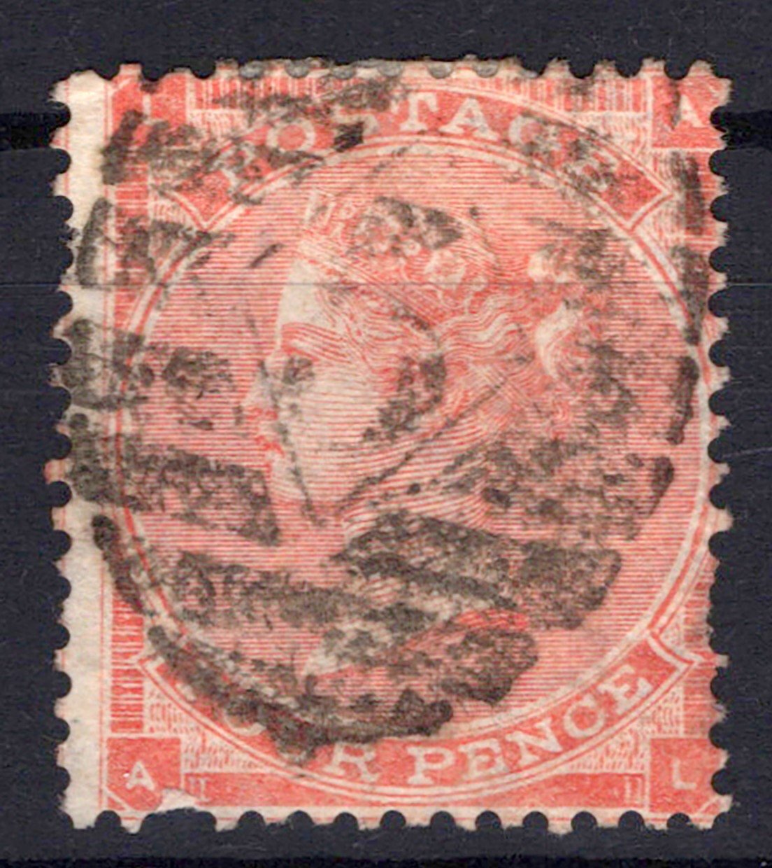 Great Britain 34 Used FVF 4p Vermilion Victoria some short perfs ZAYIX 0525S0025