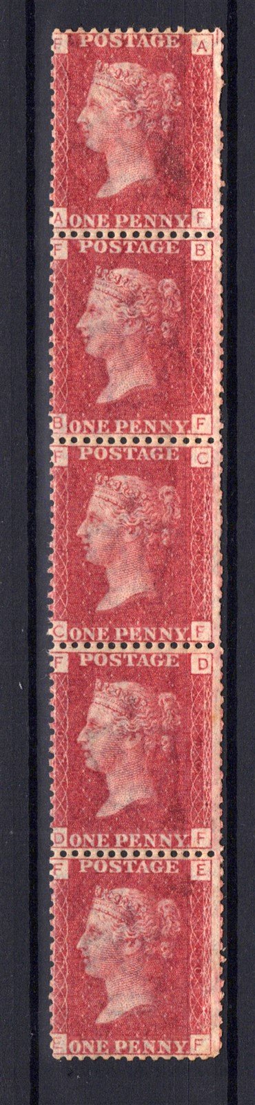 Great Britain 33 (P150) MNH FVF strip 1p rose red Victoria ZAYIX STAMP 0525S0028