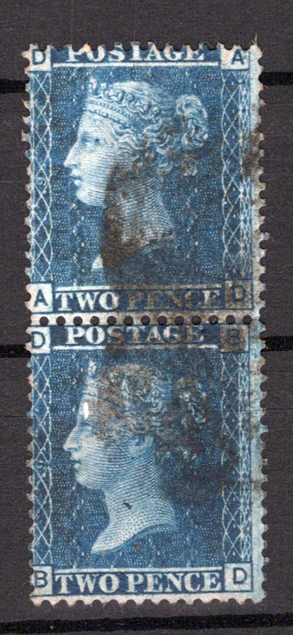 Great Britain 29 (P9) Used VF pair 2p deep blue ZAYIX STAMP 0525S0030