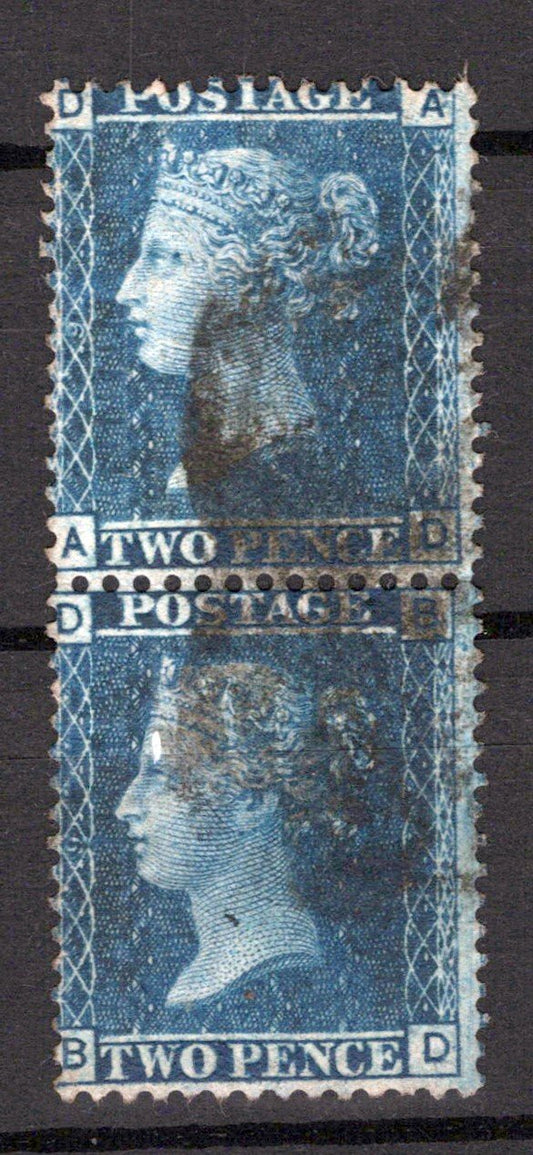 Great Britain 29 (P9) Used VF pair 2p deep blue ZAYIX STAMP 0525S0030