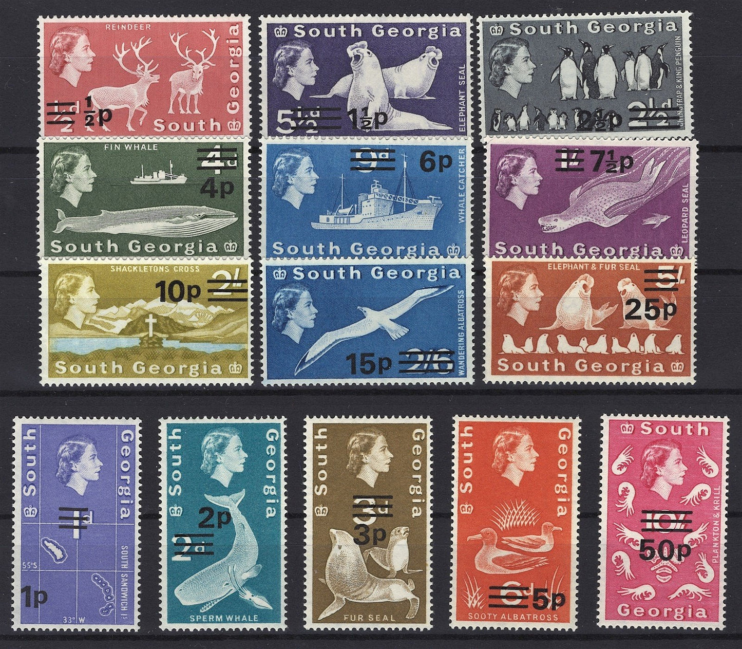 South Georgia 17-30 MNH VF Overprinted Definitive Set ZAYIX STAMP 0525S0064