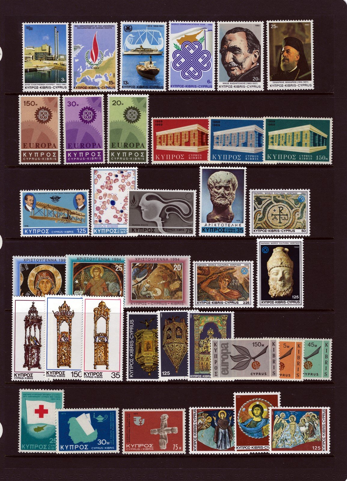 Cyprus Valuable MNH Stamp Collection on 9 Stock Sheets ZAYIX 0525L0017