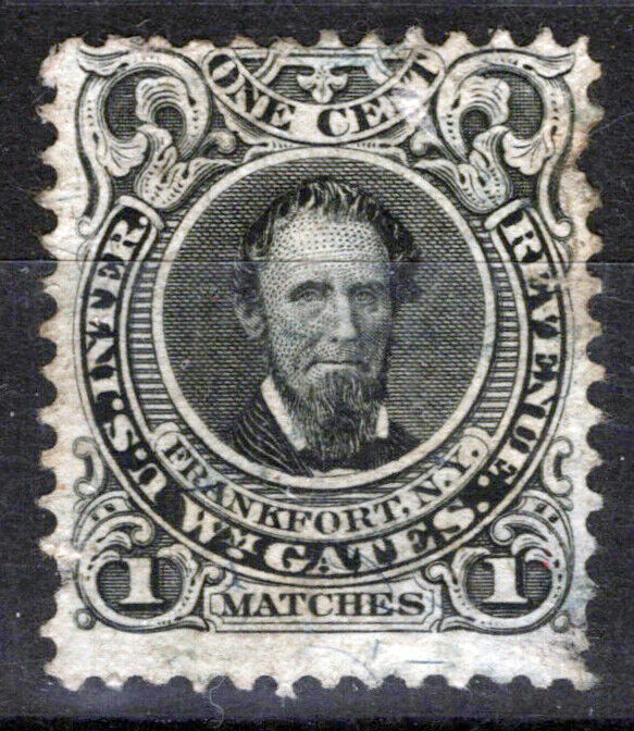 US Revenue Match Stamps RO87b FVF sound, Wm. Gates, Die I ZAYIX 0924MAR119