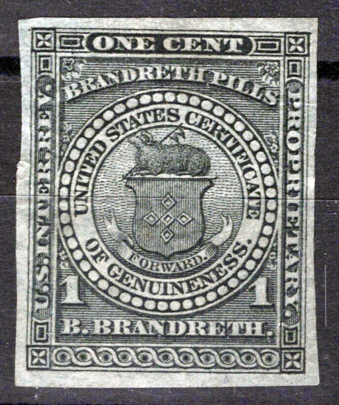 US Revenue Medicine Stamps RS33a VF/XF sound, B Brandreth ZAYIX 0924MAR151