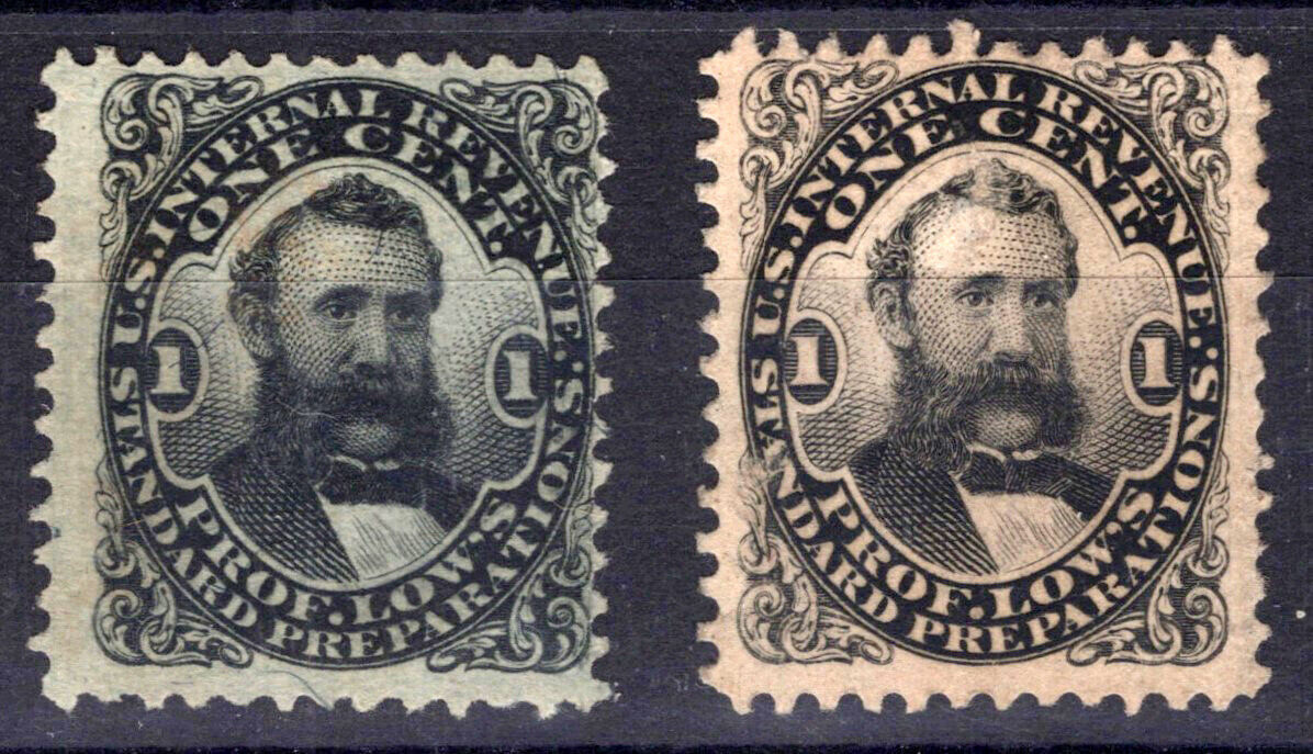 US Revenue Stamps Medicine RS166b & d sound, Prof. Low ZAYIX 0824MAR127