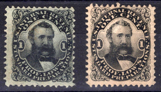 US Revenue Stamps Medicine RS166b & d sound, Prof. Low ZAYIX 0824MAR127