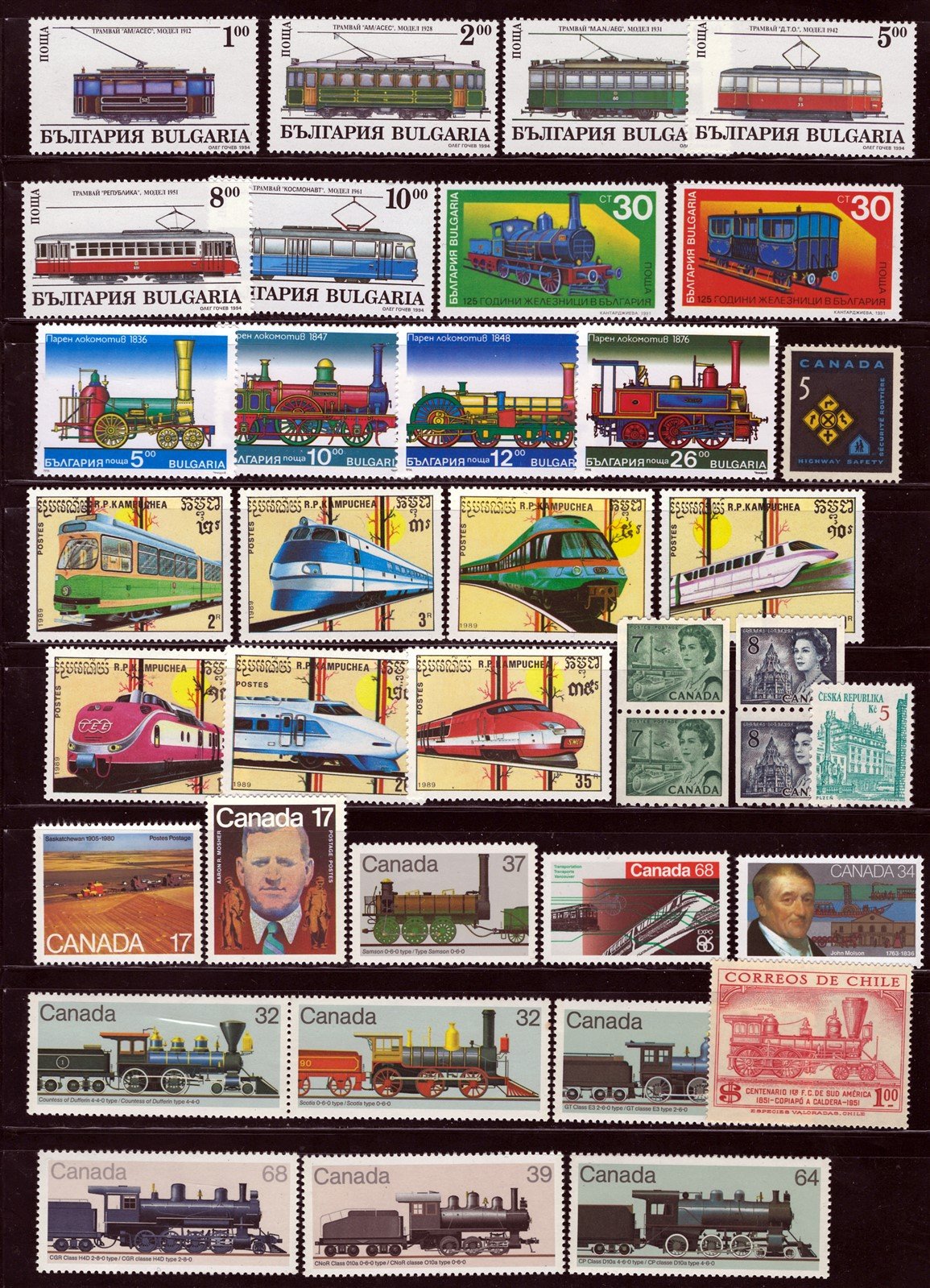 Trains & Locomotives MNH Topical Stamp Collection on 8 Pages ZAYIX 0525L0020
