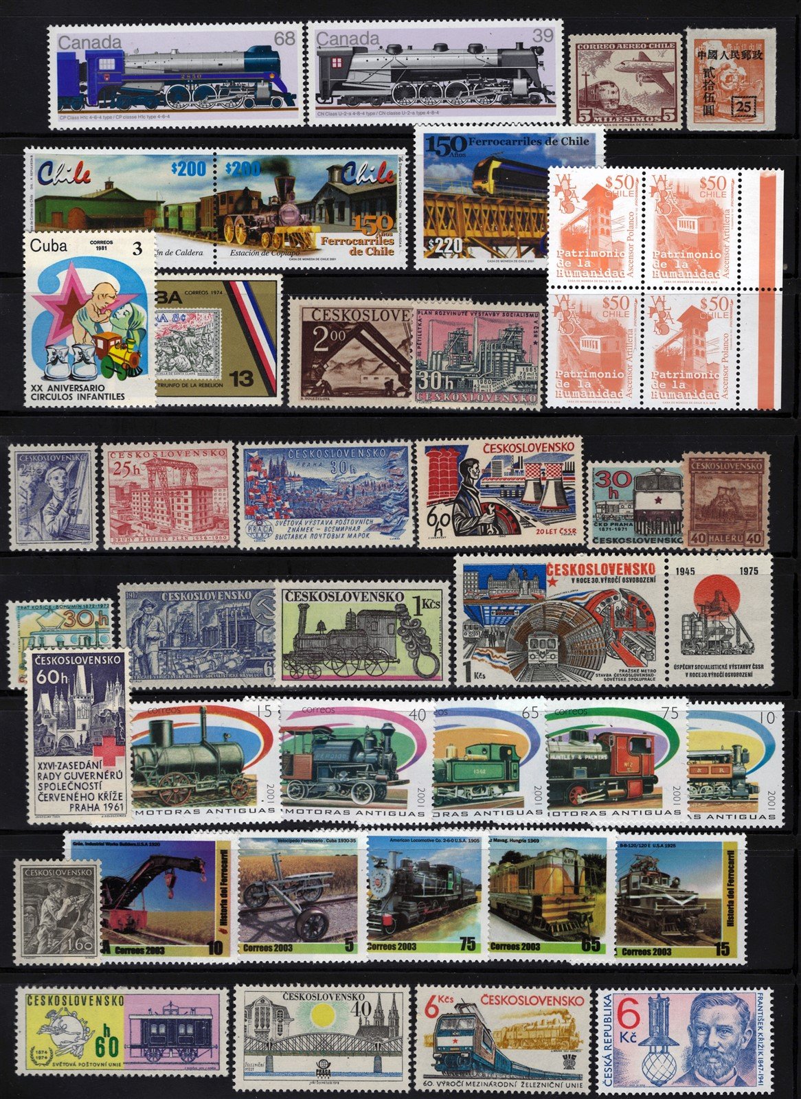 Trains & Locomotives MNH Topical Stamp Collection on 8 Pages ZAYIX 0525L0020