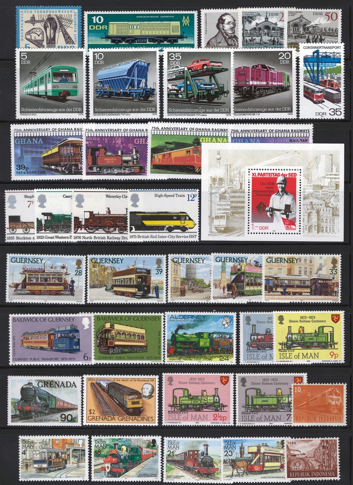 Trains & Locomotives MNH Topical Stamp Collection on 8 Pages ZAYIX 0525L0020