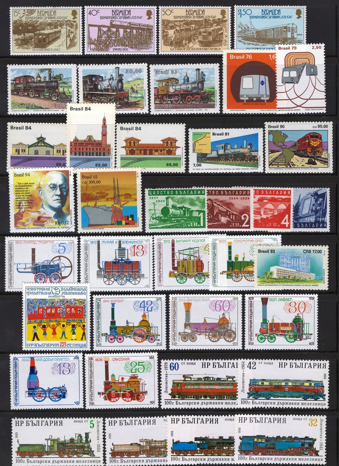 Trains & Locomotives MNH Topical Stamp Collection on 8 Pages ZAYIX 0525L0020