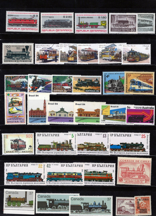 Trains & Railroad Mint & Used Topical Stamp Collection 4 Pages ZAYIX 0525L0021