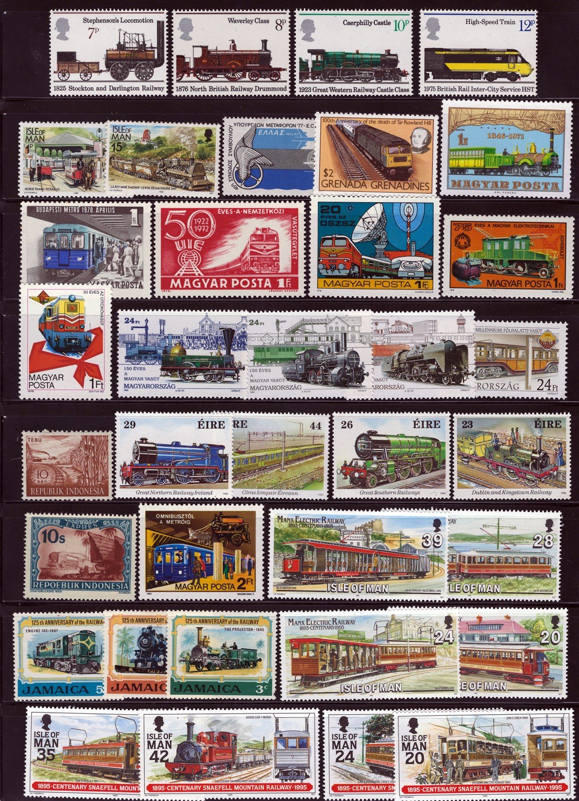 Trains & Railroad Mint & Used Topical Stamp Collection 4 Pages ZAYIX 0525L0021