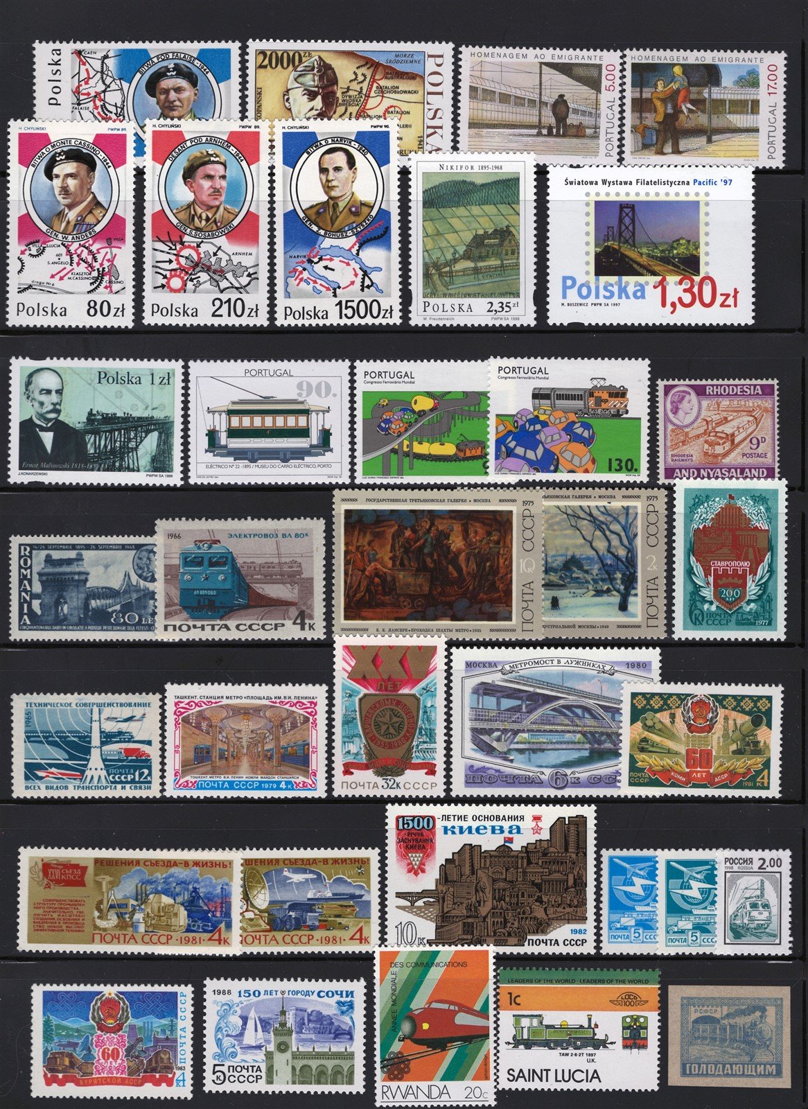 Trains & Railroad Mint & Used Topical Stamp Collection 7 Pages ZAYIX 0525L0022