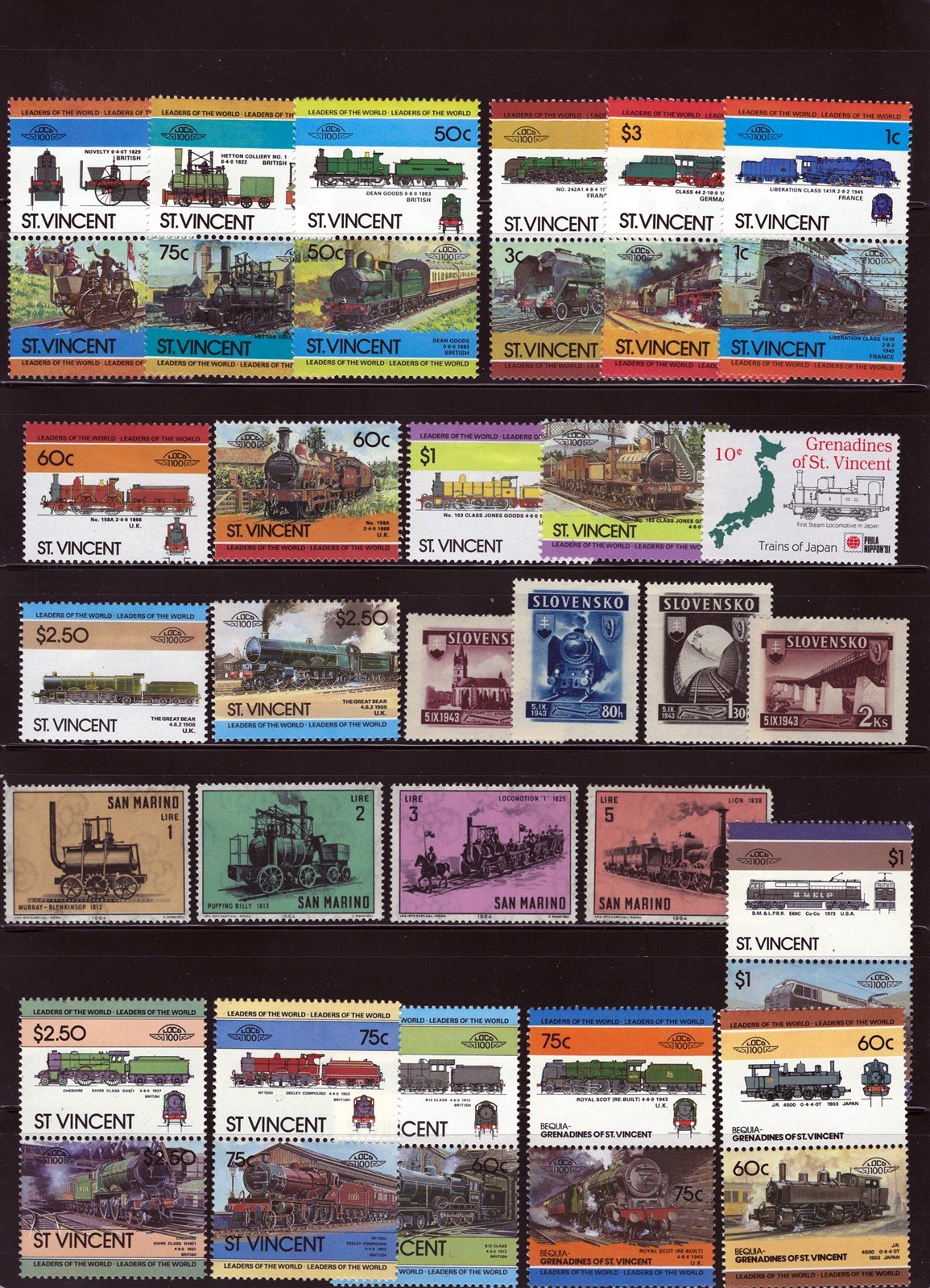 Trains & Railroad Mint & Used Topical Stamp Collection 7 Pages ZAYIX 0525L0022